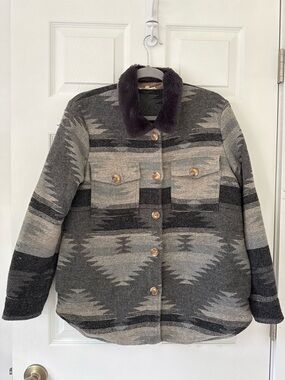 Mystree Coat with Dark Gray Faux Fur Trim